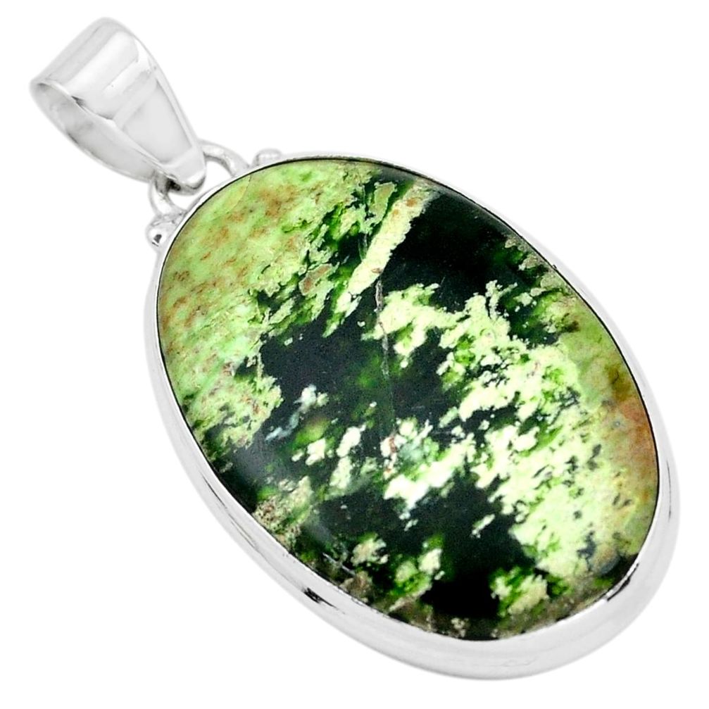 19.72cts natural green chrome chalcedony 925 sterling silver pendant p66129