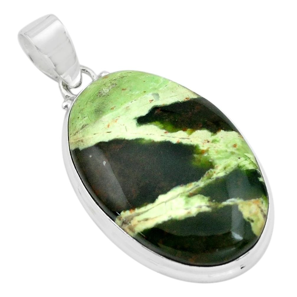 25.57cts natural green chrome chalcedony 925 sterling silver pendant p66139