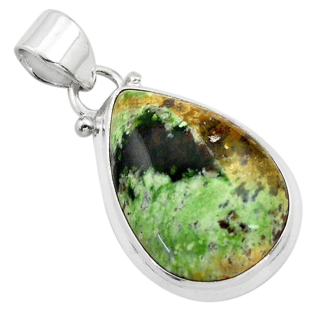 14.68cts natural green chrome chalcedony 925 sterling silver pendant p85450