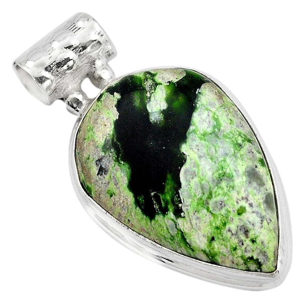 15.08cts natural green chrome chalcedony 925 sterling silver pendant p85462