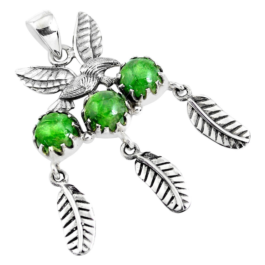 9.72cts natural green chrome diopside 925 silver dreamcatcher pendant p42136