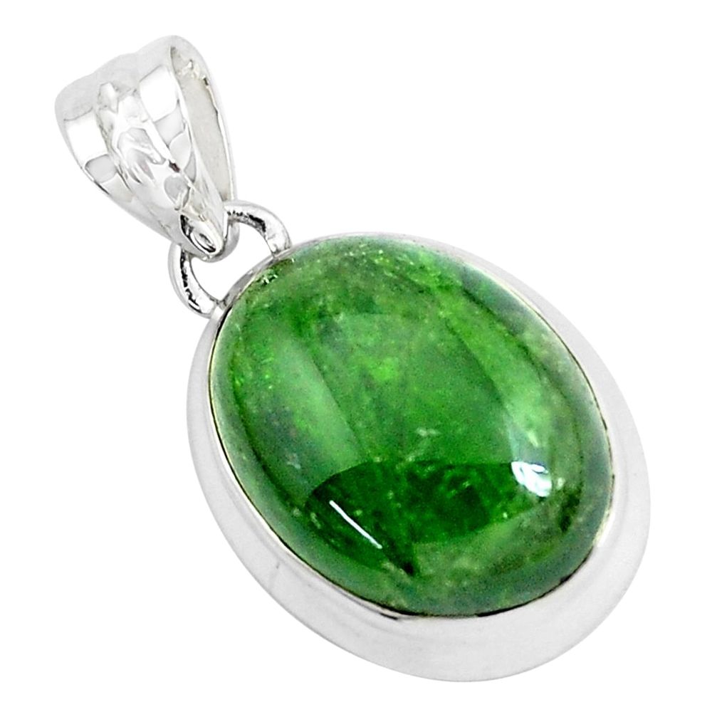 18.15cts natural green chrome diopside 925 sterling silver pendant p47202