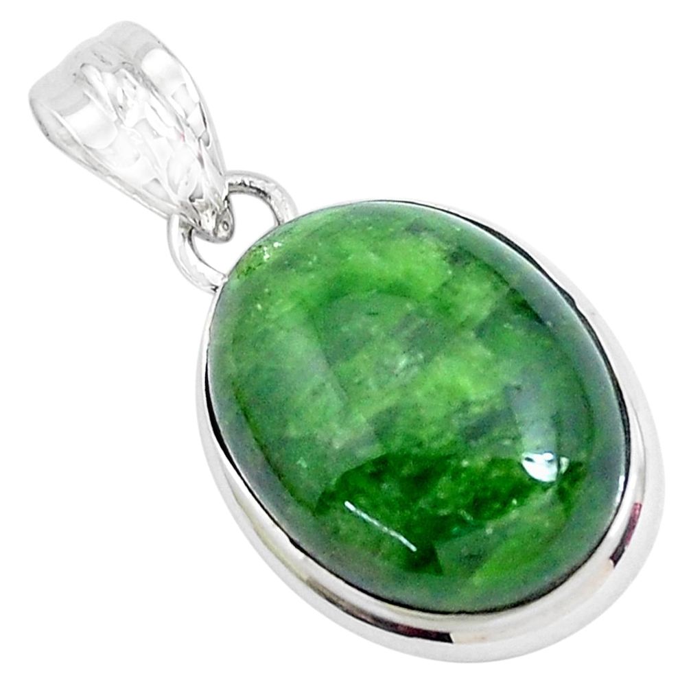 18.70cts natural green chrome diopside 925 sterling silver pendant p47207