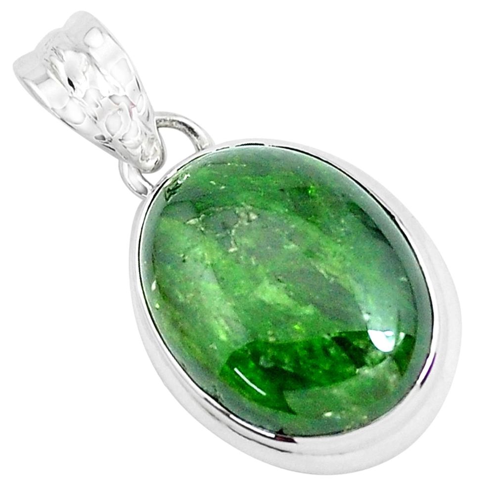 17.57cts natural green chrome diopside 925 sterling silver pendant p47208
