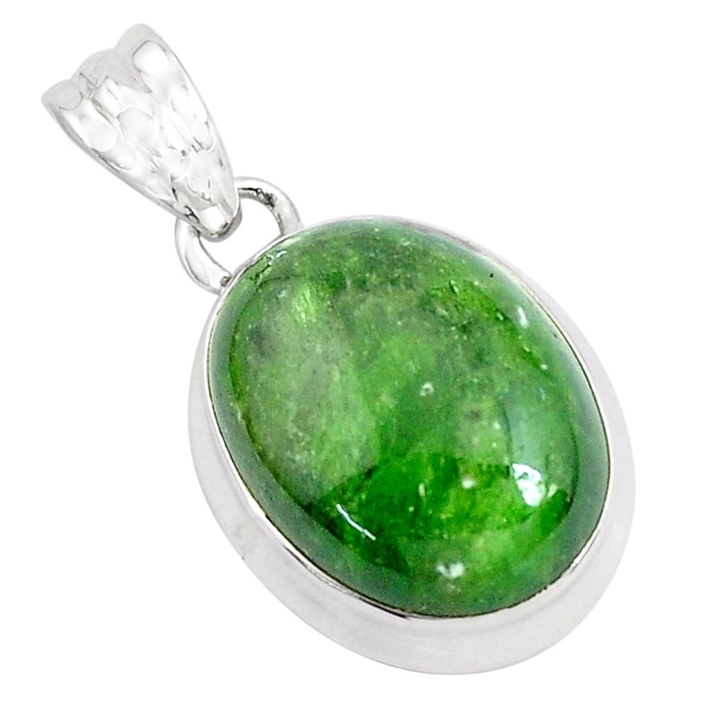 19.23cts natural green chrome diopside 925 sterling silver pendant p47210