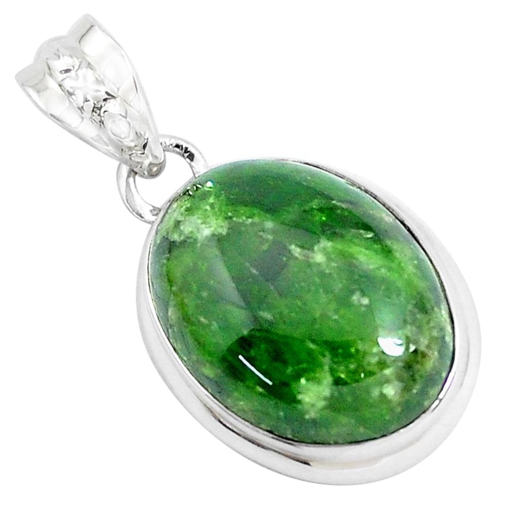 18.15cts natural green chrome diopside 925 sterling silver pendant p47211