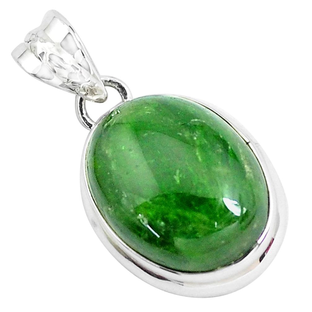 19.07cts natural green chrome diopside 925 sterling silver pendant p47219