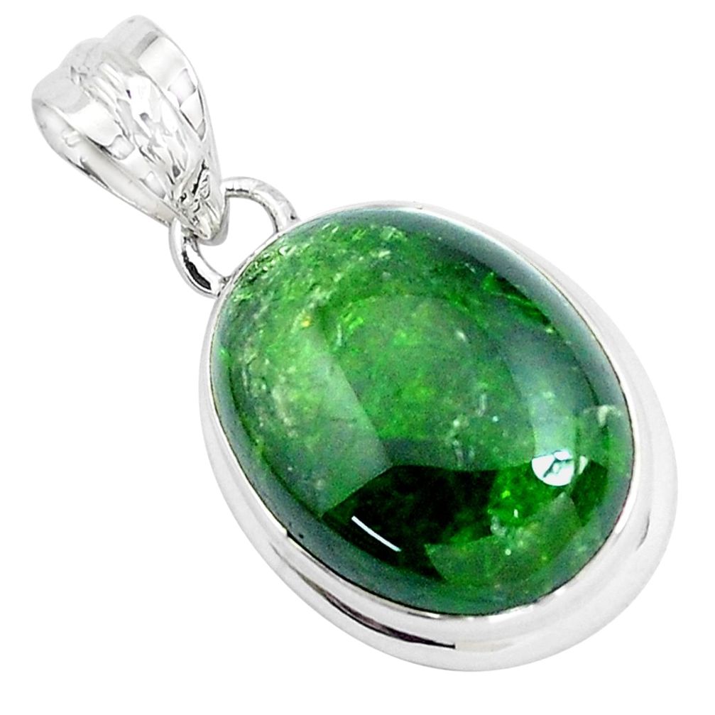 18.10cts natural green chrome diopside 925 sterling silver pendant p47220