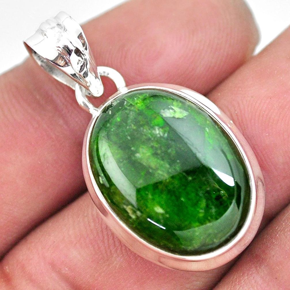 17.57cts natural green chrome diopside 925 sterling silver pendant p57975