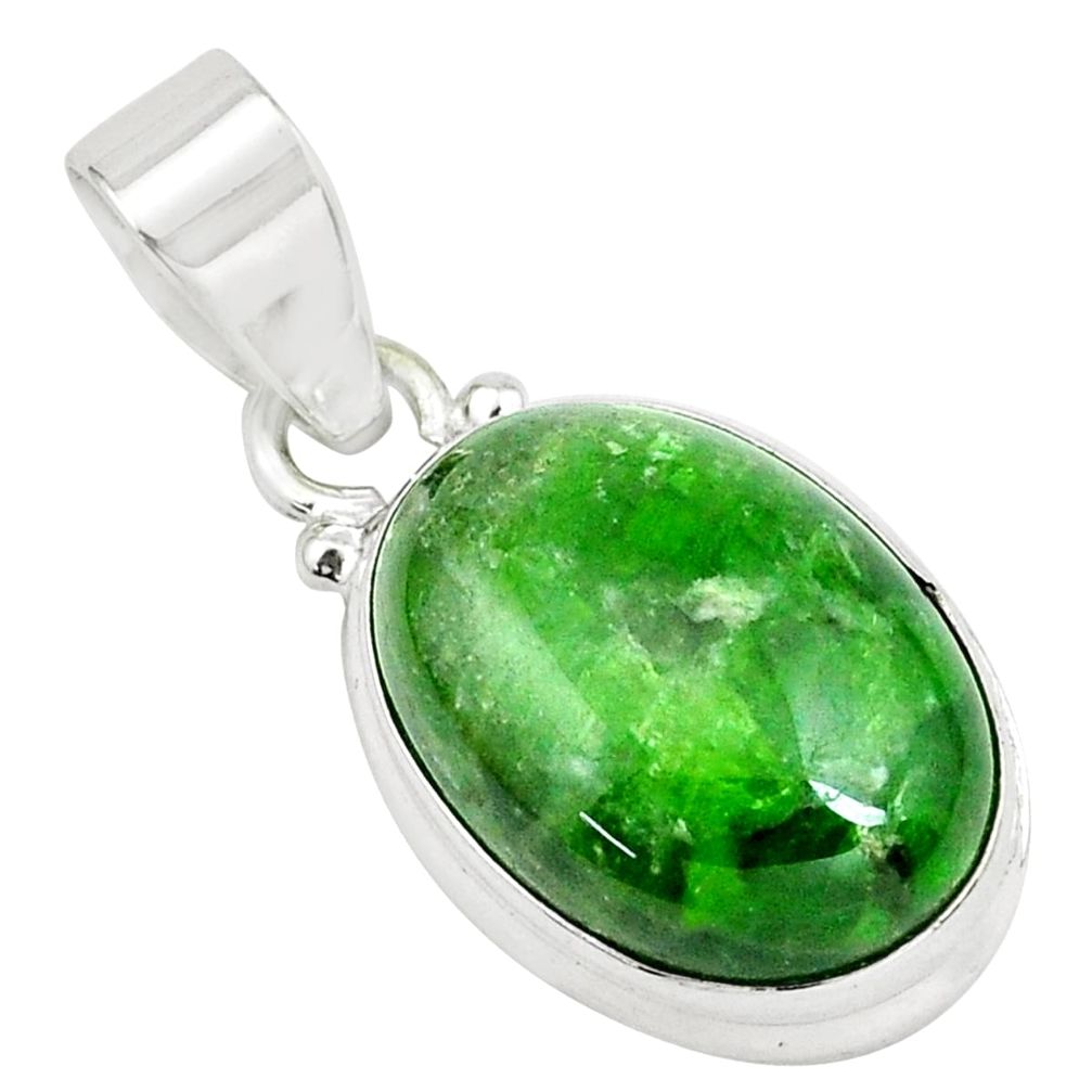 13.70cts natural green chrome diopside 925 sterling silver pendant p65801