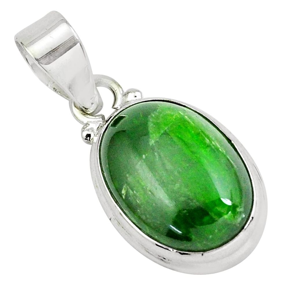 13.70cts natural green chrome diopside 925 sterling silver pendant p65803
