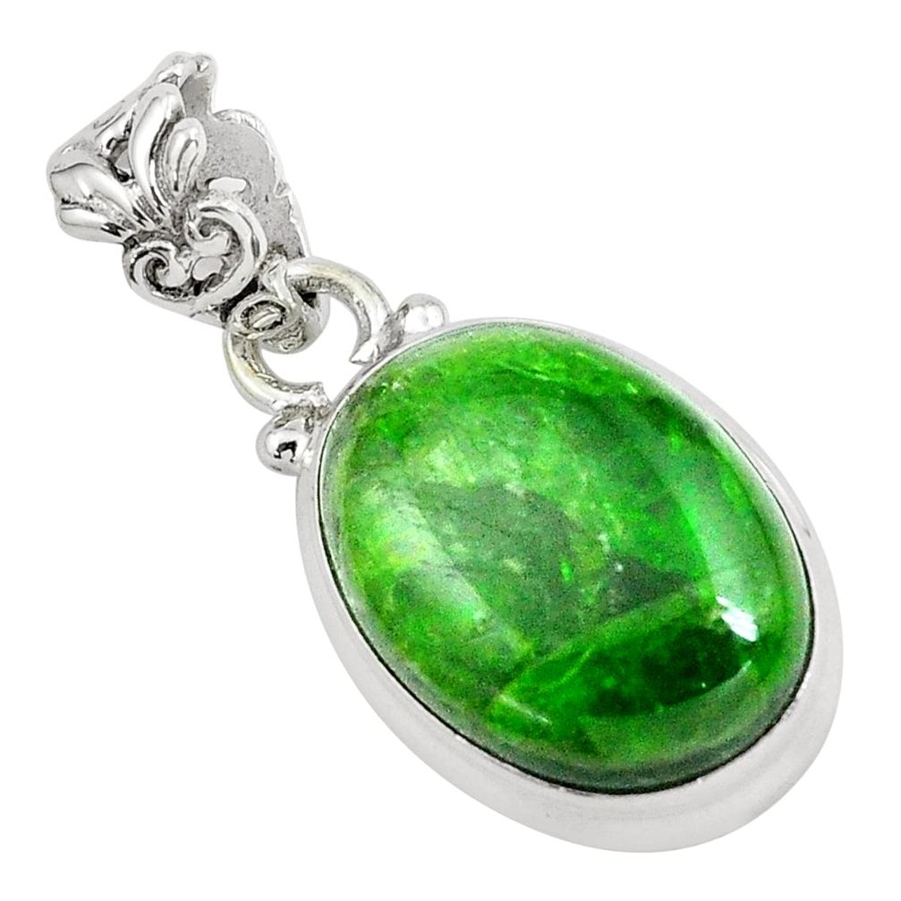 13.10cts natural green chrome diopside 925 sterling silver pendant p65805