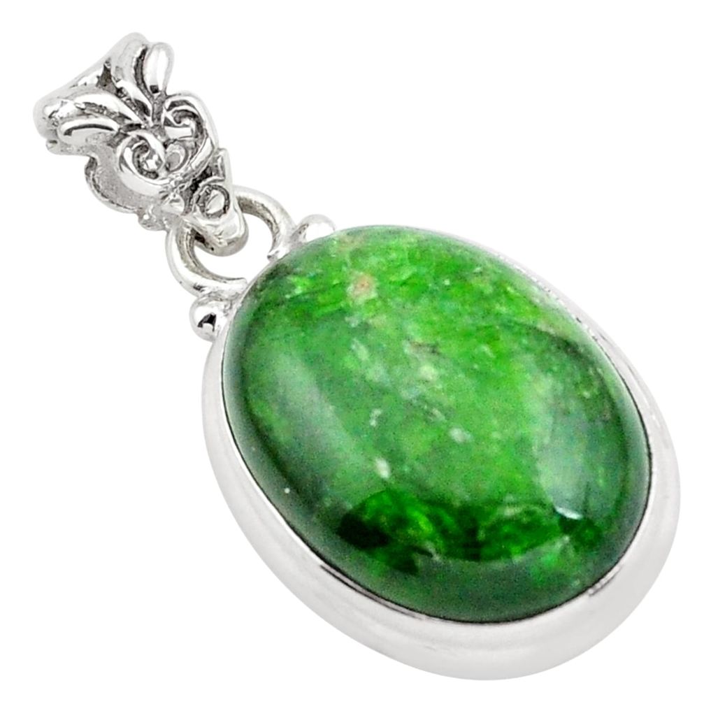 16.68cts natural green chrome diopside 925 sterling silver pendant p65811