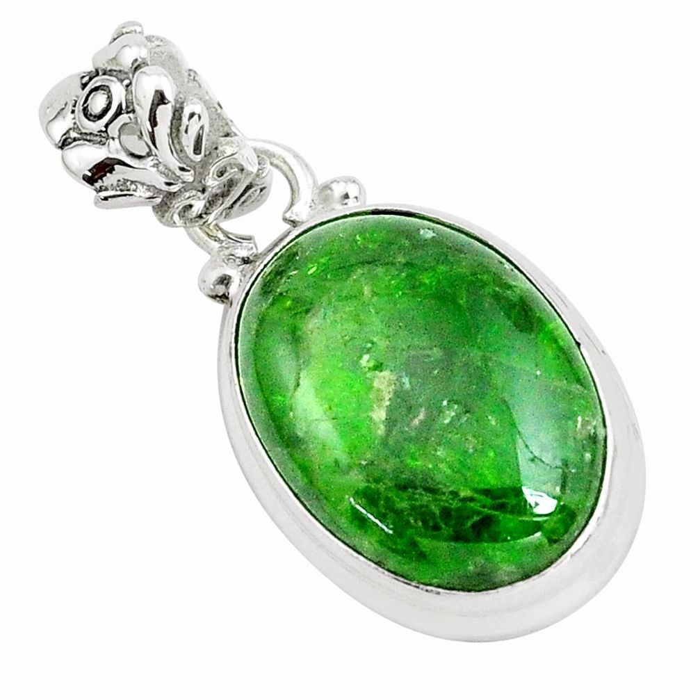 16.73cts natural green chrome diopside 925 sterling silver pendant p65812