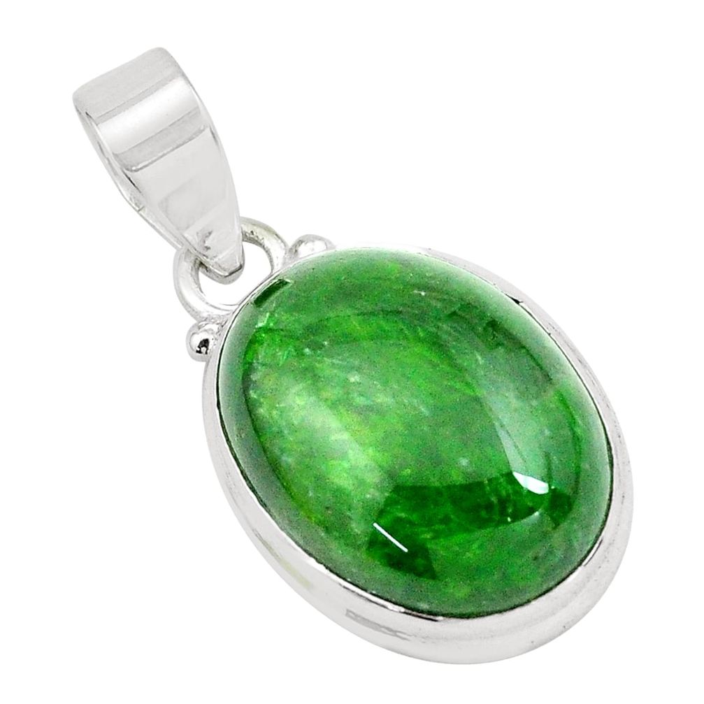 17.22cts natural green chrome diopside 925 sterling silver pendant p65817