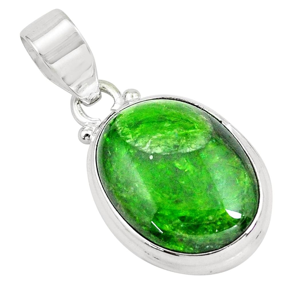 16.73cts natural green chrome diopside 925 sterling silver pendant p65818