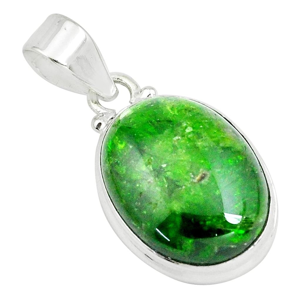 16.68cts natural green chrome diopside 925 sterling silver pendant p65820