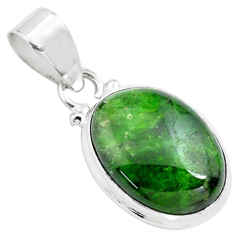 13.70cts natural green chrome diopside 925 sterling silver pendant p71966