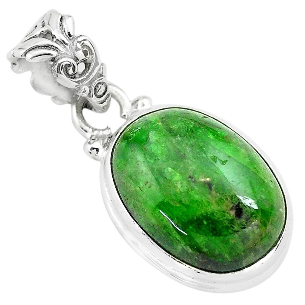 14.07cts natural green chrome diopside 925 sterling silver pendant p71975