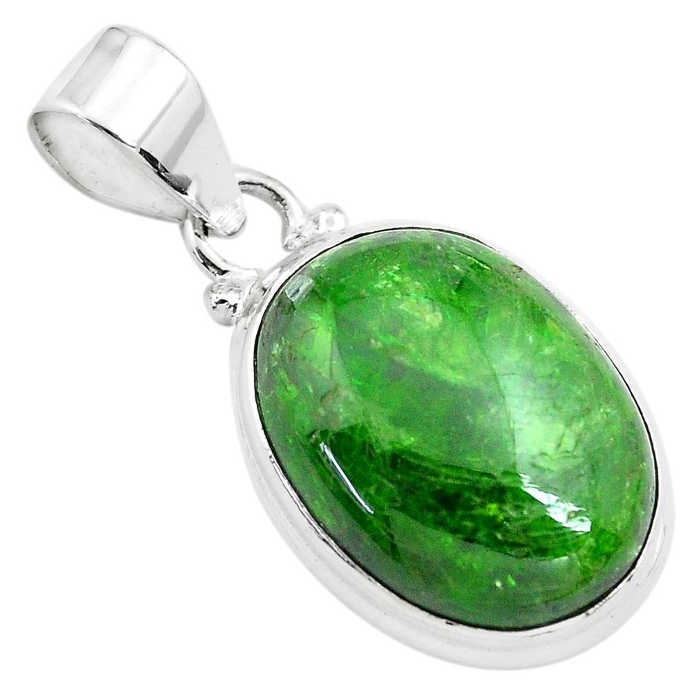 16.07cts natural green chrome diopside 925 sterling silver pendant p71976