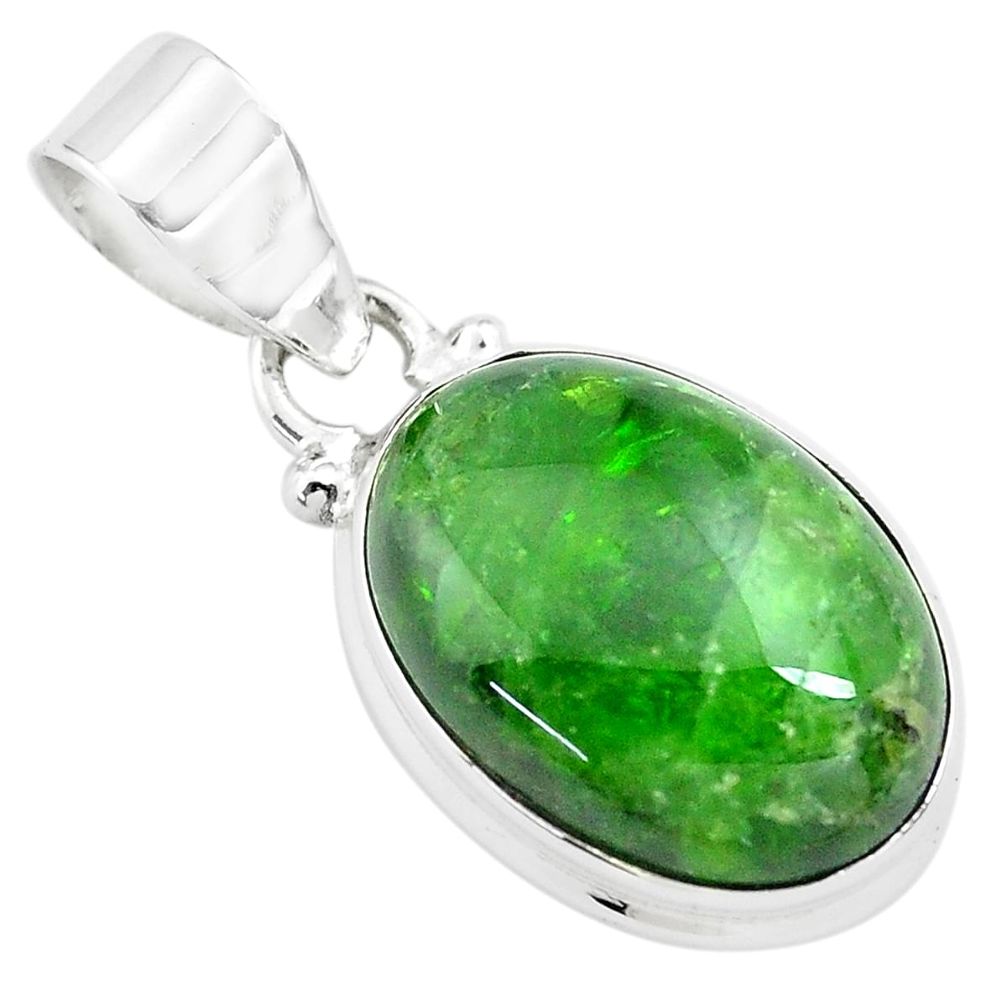 13.15cts natural green chrome diopside 925 sterling silver pendant p71977