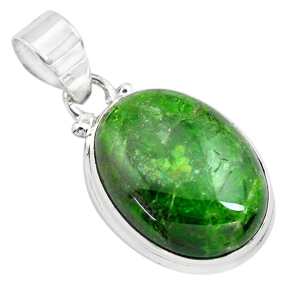 16.20cts natural green chrome diopside 925 sterling silver pendant p71980