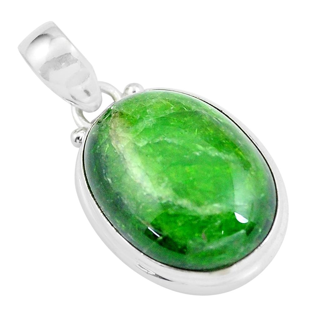16.73cts natural green chrome diopside oval 925 sterling silver pendant d31972
