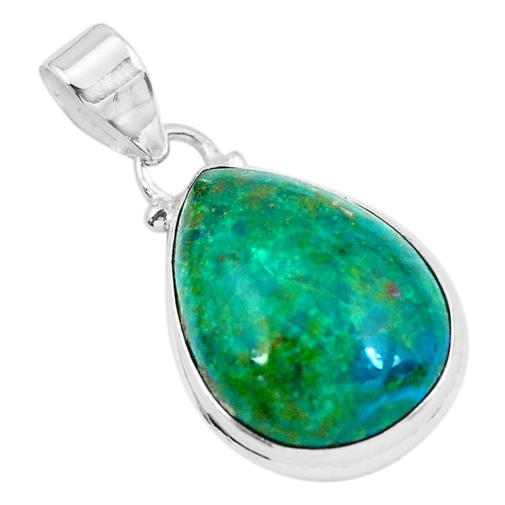 14.23cts natural green chrysocolla 925 sterling silver pendant jewelry p49072