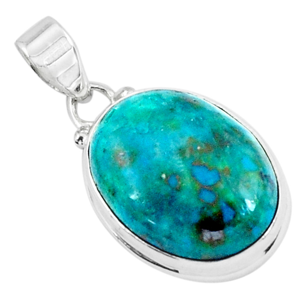 16.18cts natural green chrysocolla 925 sterling silver pendant jewelry p49082