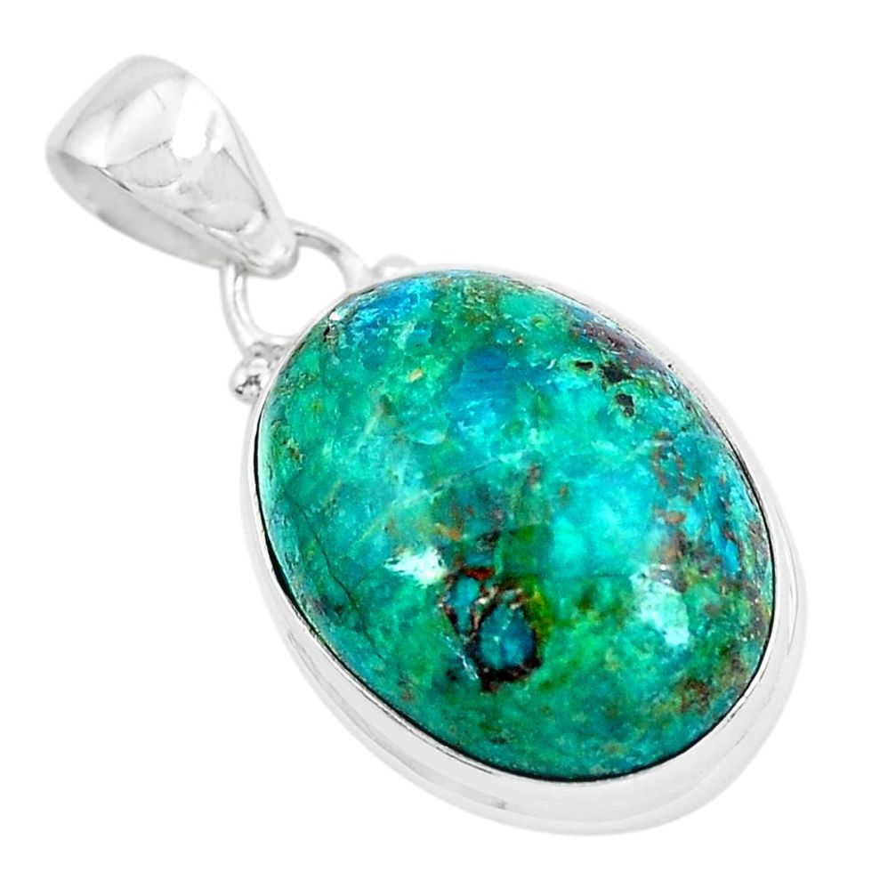 14.72cts natural green chrysocolla 925 sterling silver pendant jewelry p49089