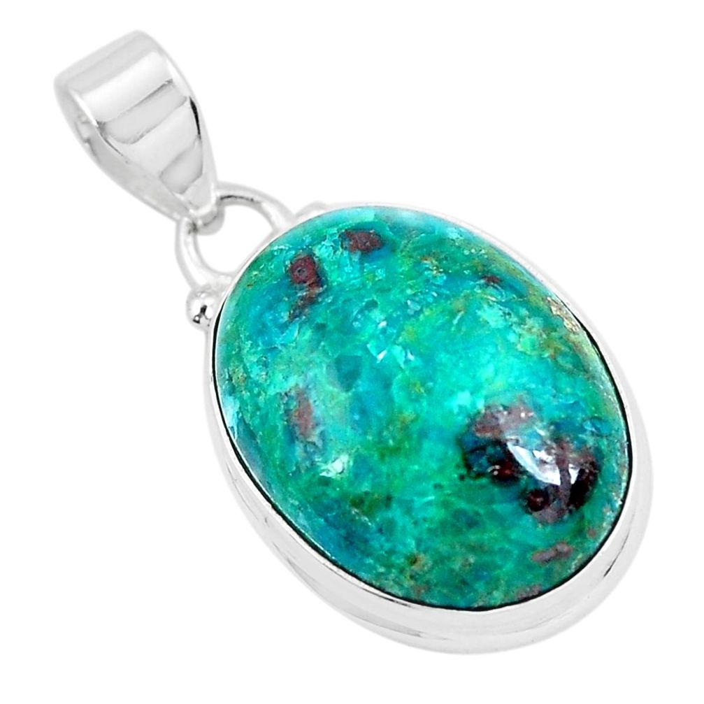 14.23cts natural green chrysocolla 925 sterling silver pendant jewelry p49093