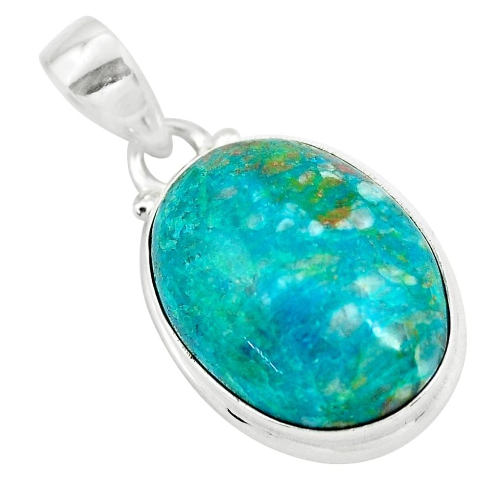14.72cts natural green chrysocolla 925 sterling silver pendant jewelry p57985