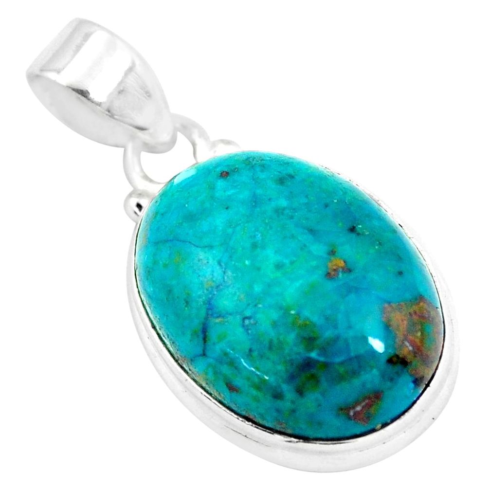 14.72cts natural green chrysocolla 925 sterling silver pendant jewelry p57995