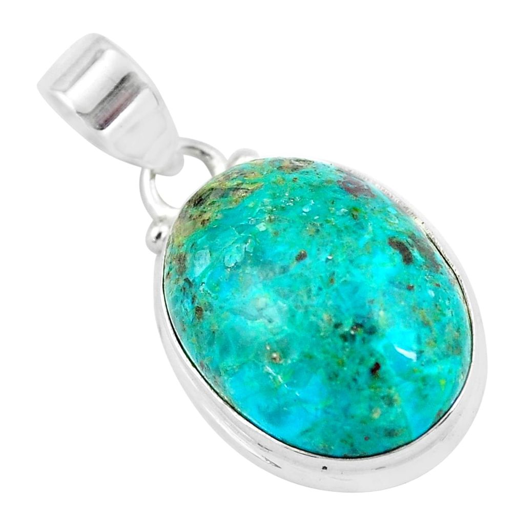 14.72cts natural green chrysocolla 925 sterling silver pendant jewelry p57996