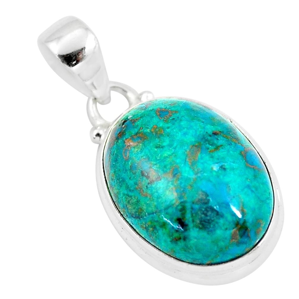 15.08cts natural green chrysocolla 925 sterling silver pendant jewelry p57998