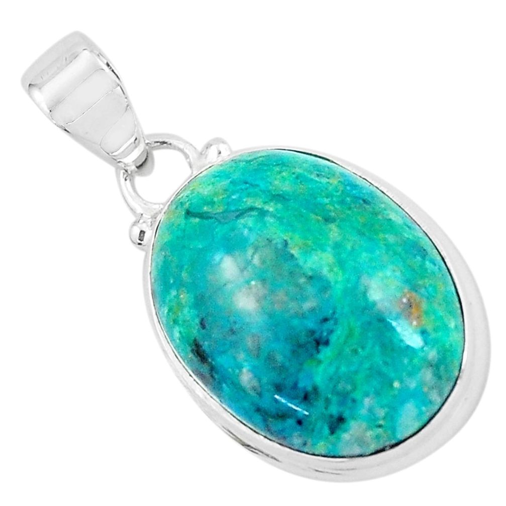 13.22cts natural green chrysocolla 925 sterling silver pendant jewelry p58942