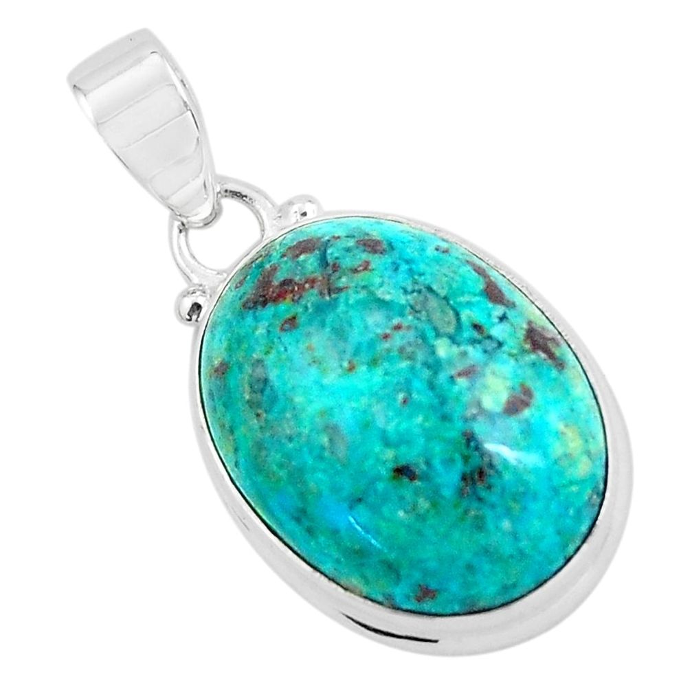 14.23cts natural green chrysocolla 925 sterling silver pendant jewelry p58954