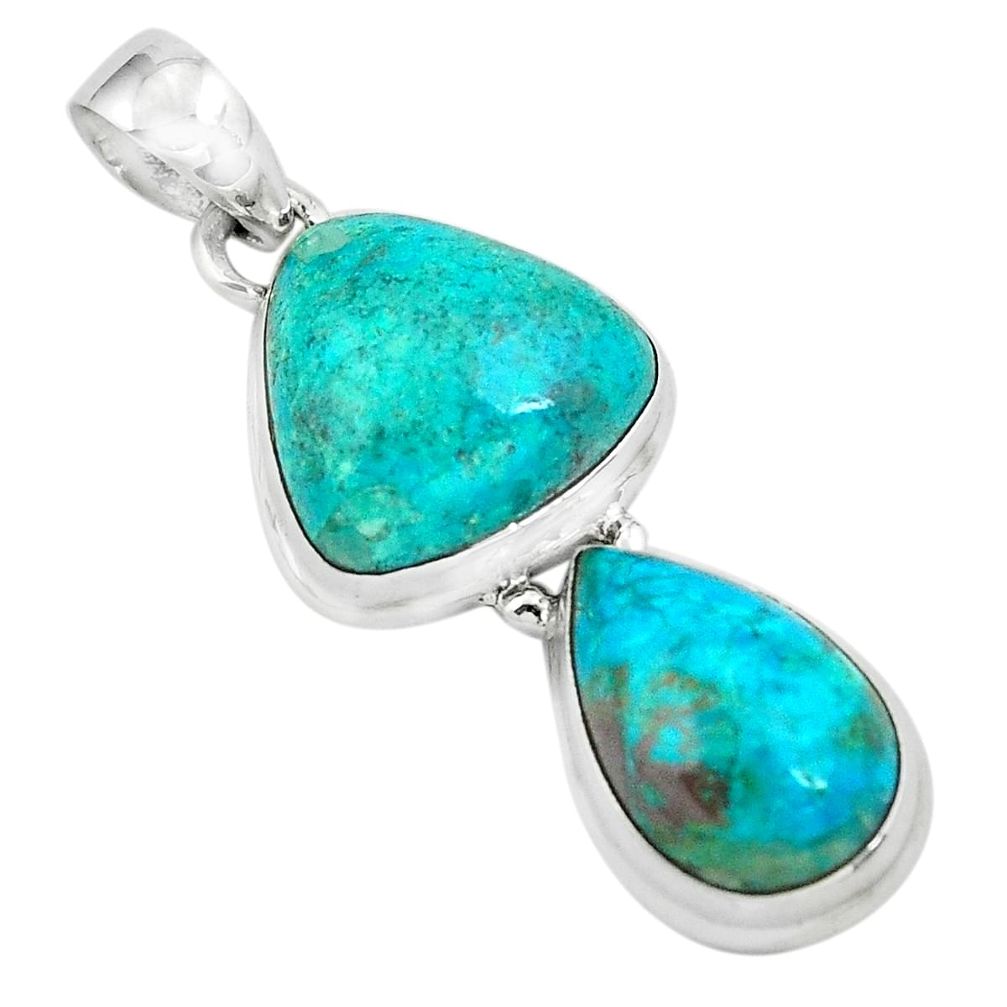 14.26cts natural green chrysocolla 925 sterling silver pendant jewelry p67490