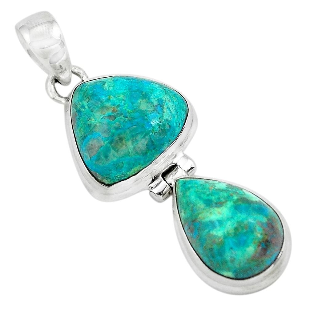 13.77cts natural green chrysocolla 925 sterling silver pendant jewelry p67493