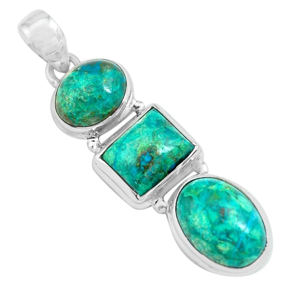 15.74cts natural green chrysocolla 925 sterling silver pendant jewelry p67703