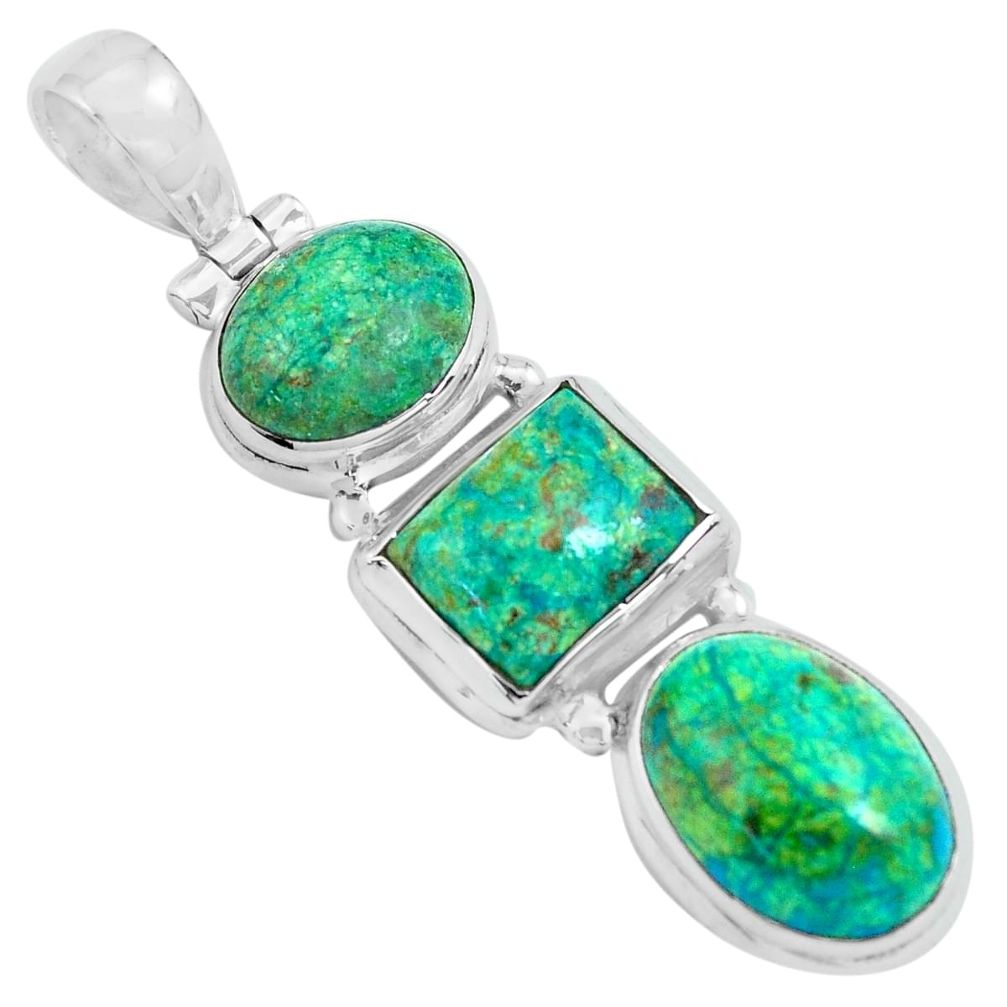 15.31cts natural green chrysocolla 925 sterling silver pendant jewelry p67705