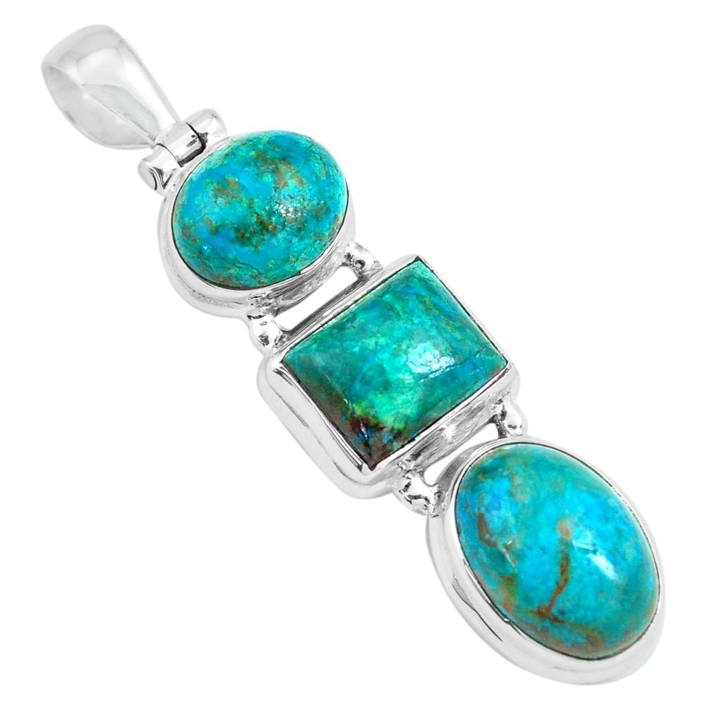 16.46cts natural green chrysocolla 925 sterling silver pendant jewelry p67714
