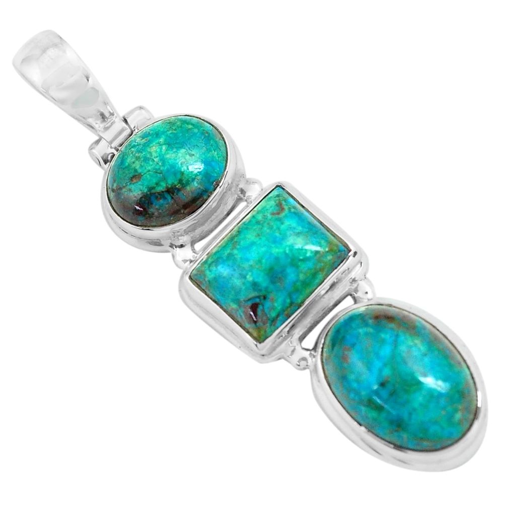 16.46cts natural green chrysocolla 925 sterling silver pendant jewelry p67717