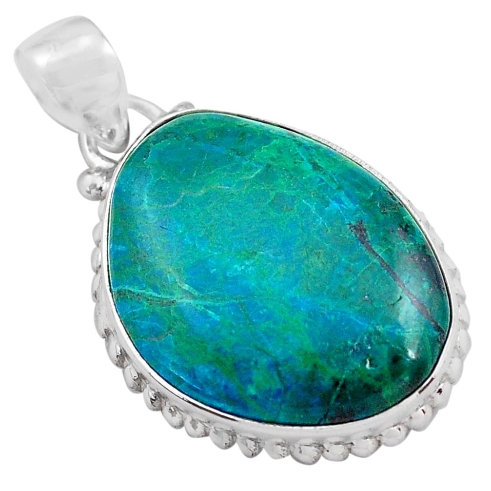 17.57cts natural green chrysocolla 925 sterling silver pendant jewelry p85335