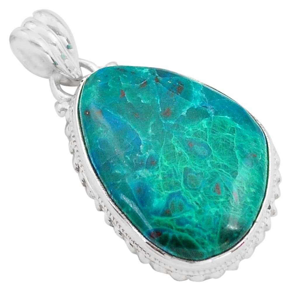 17.57cts natural green chrysocolla 925 sterling silver pendant jewelry p85337