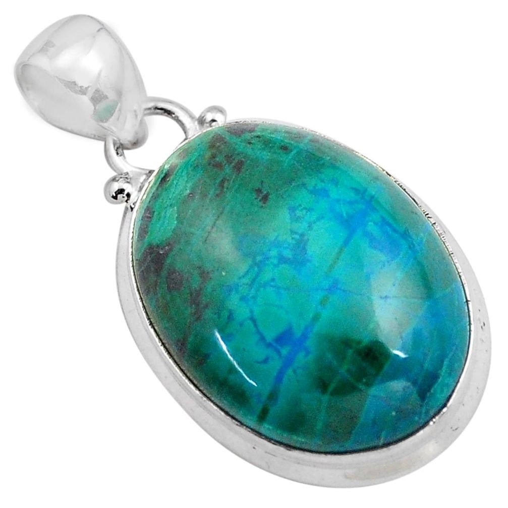 20.07cts natural green chrysocolla 925 sterling silver pendant jewelry p85338