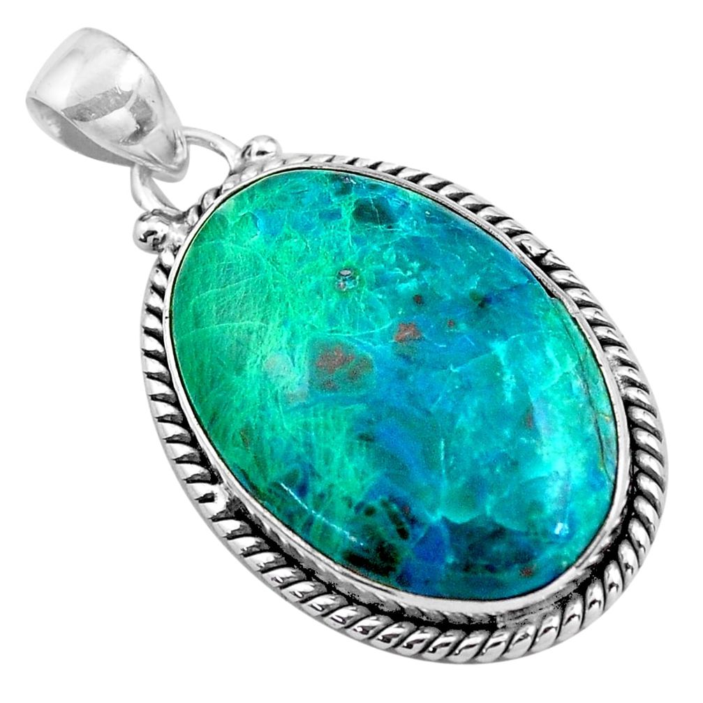 18.15cts natural green chrysocolla 925 sterling silver pendant jewelry p85352