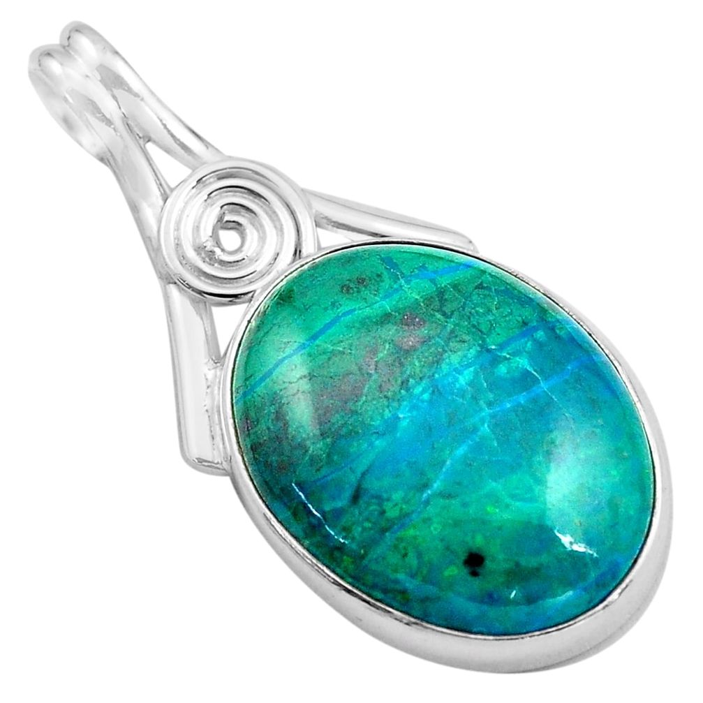 22.90cts natural green chrysocolla 925 sterling silver pendant jewelry p85354