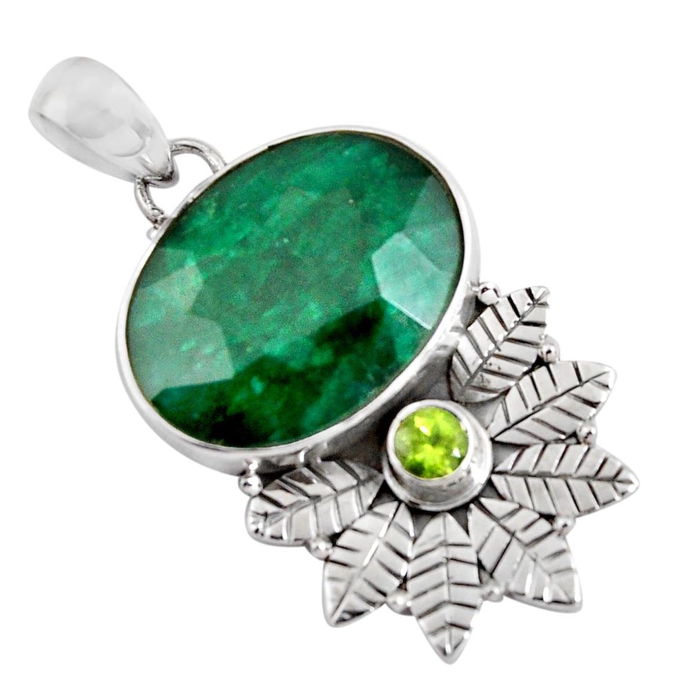 18.15cts natural green emerald peridot 925 sterling silver pendant p90368
