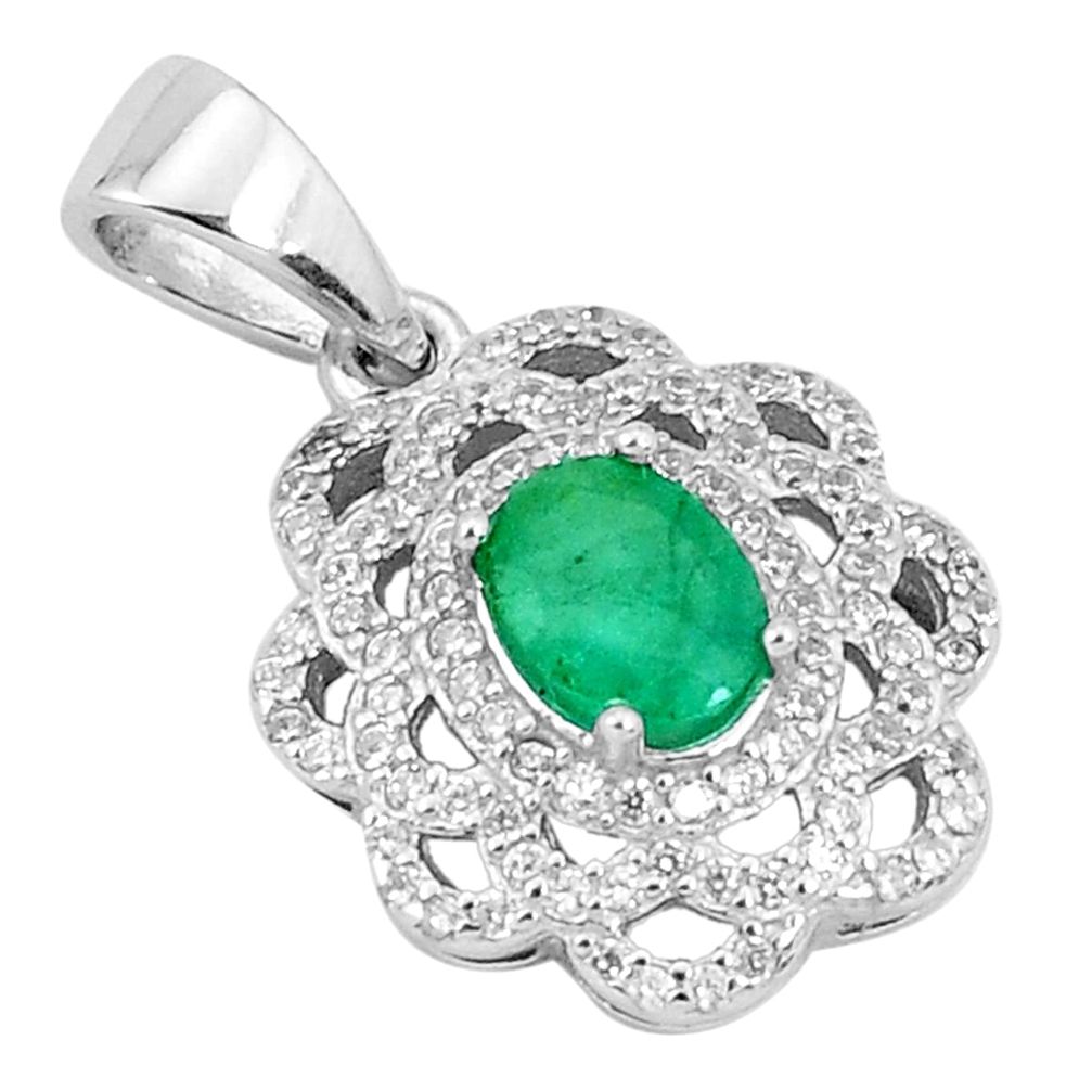 3.47cts natural green emerald topaz 925 sterling silver pendant jewelry a96396
